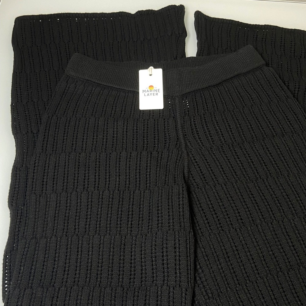 Marine Layer‎ Women XS Black Archive Ray Sweater Pant NEW High Rise Wide Leg